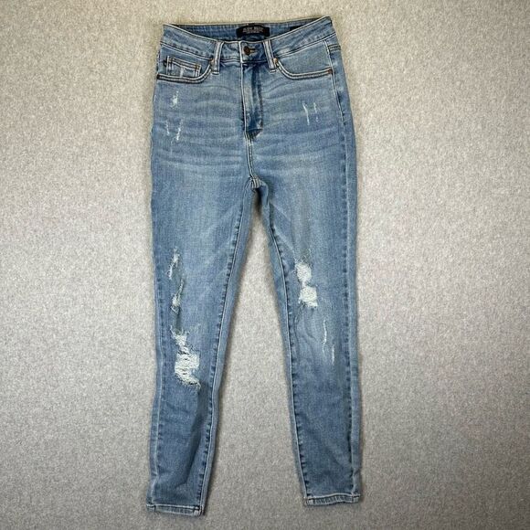 Judy Blue Denim - Judy Blue Women’s Size 27 Control Top Skinny Jeans Medium Wash Denim Distressed